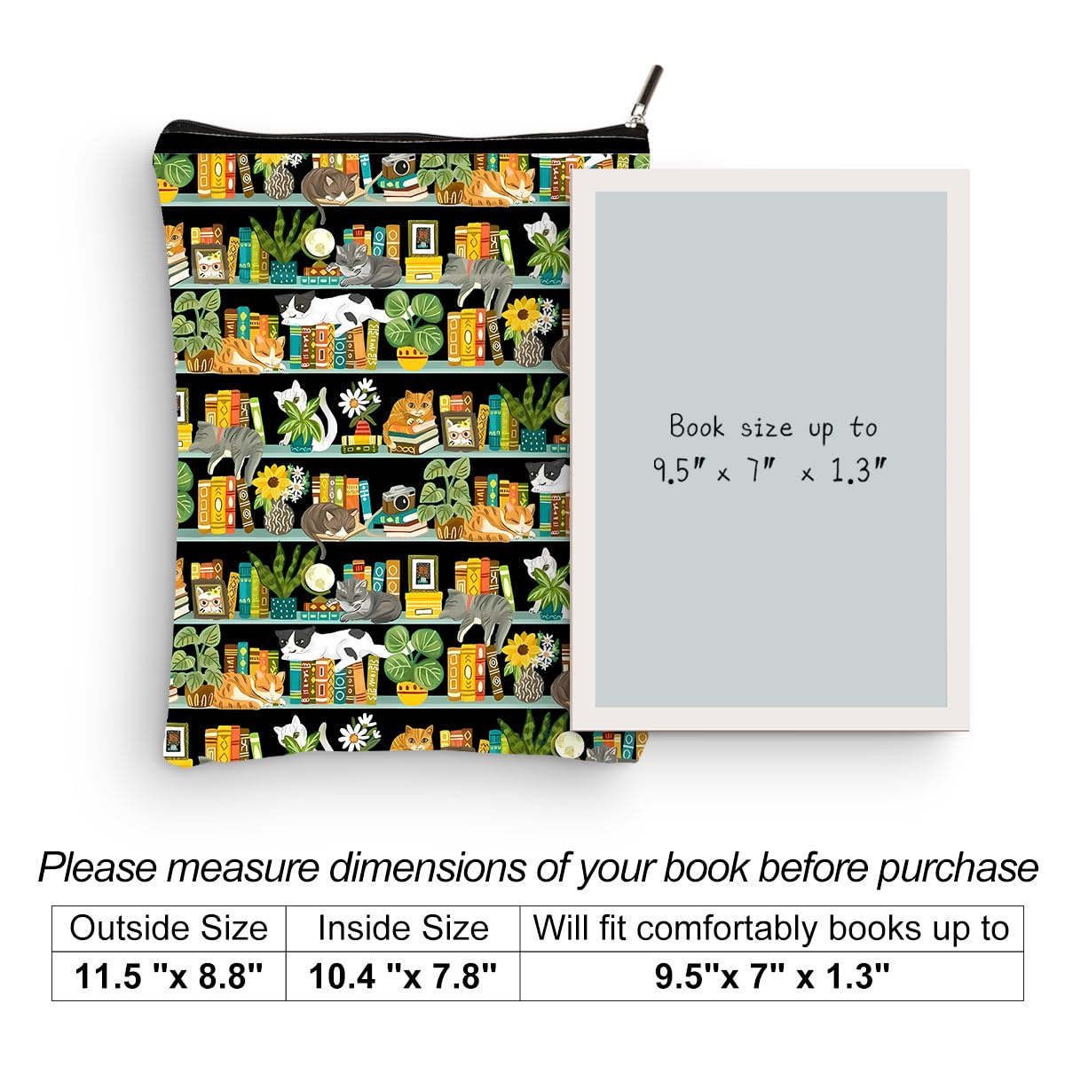 Cat Book Sleeve For Book Lovers, Coffee Book Lover Gifts For - View #3