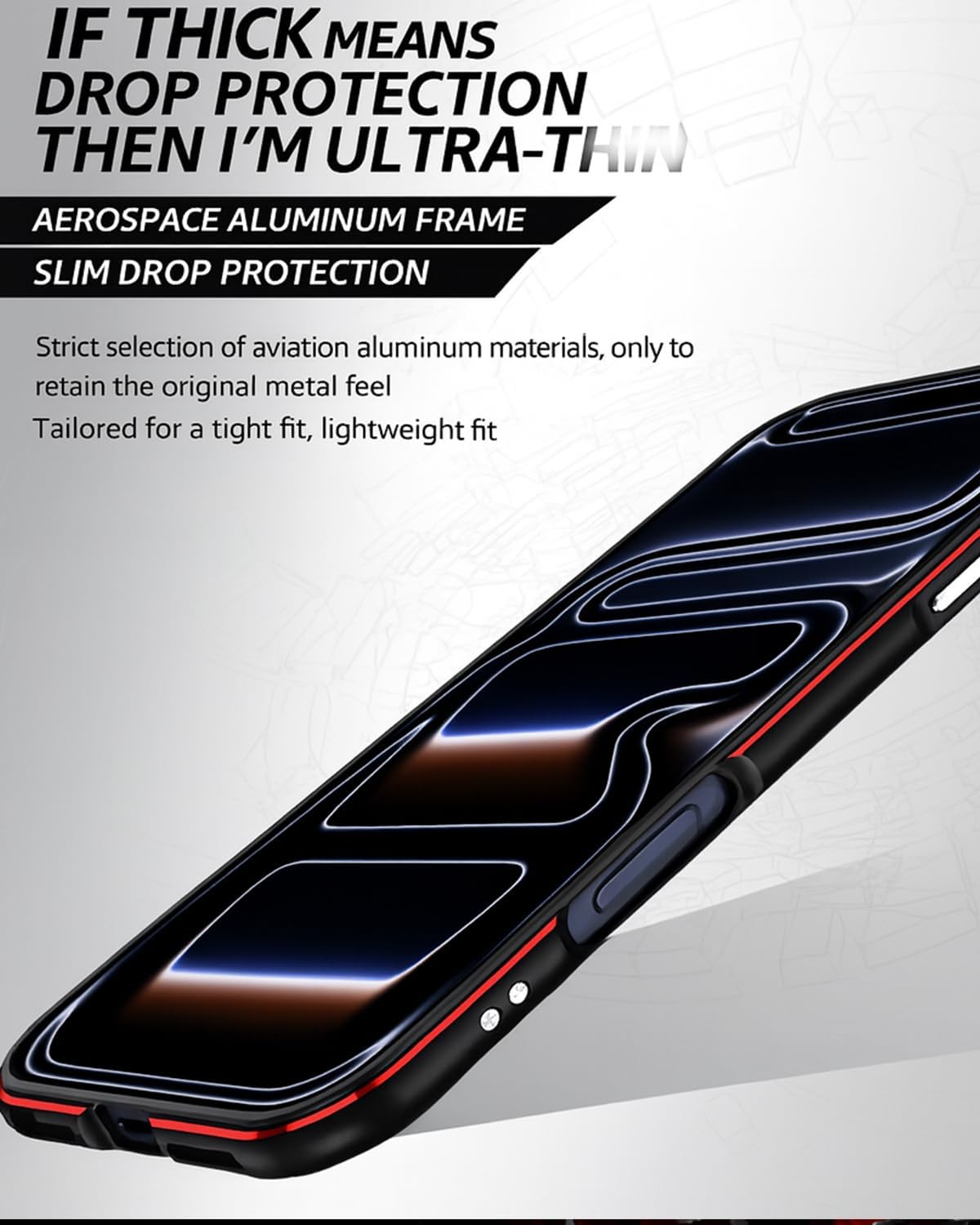 Slim Metal Frame Case for iPhone 17 Pro Max, Stylish Aluminum Edge Frame Protective Lightweight Shockproof Anti Drop Scratch Resistant Design with Camera Protection, Black Purple