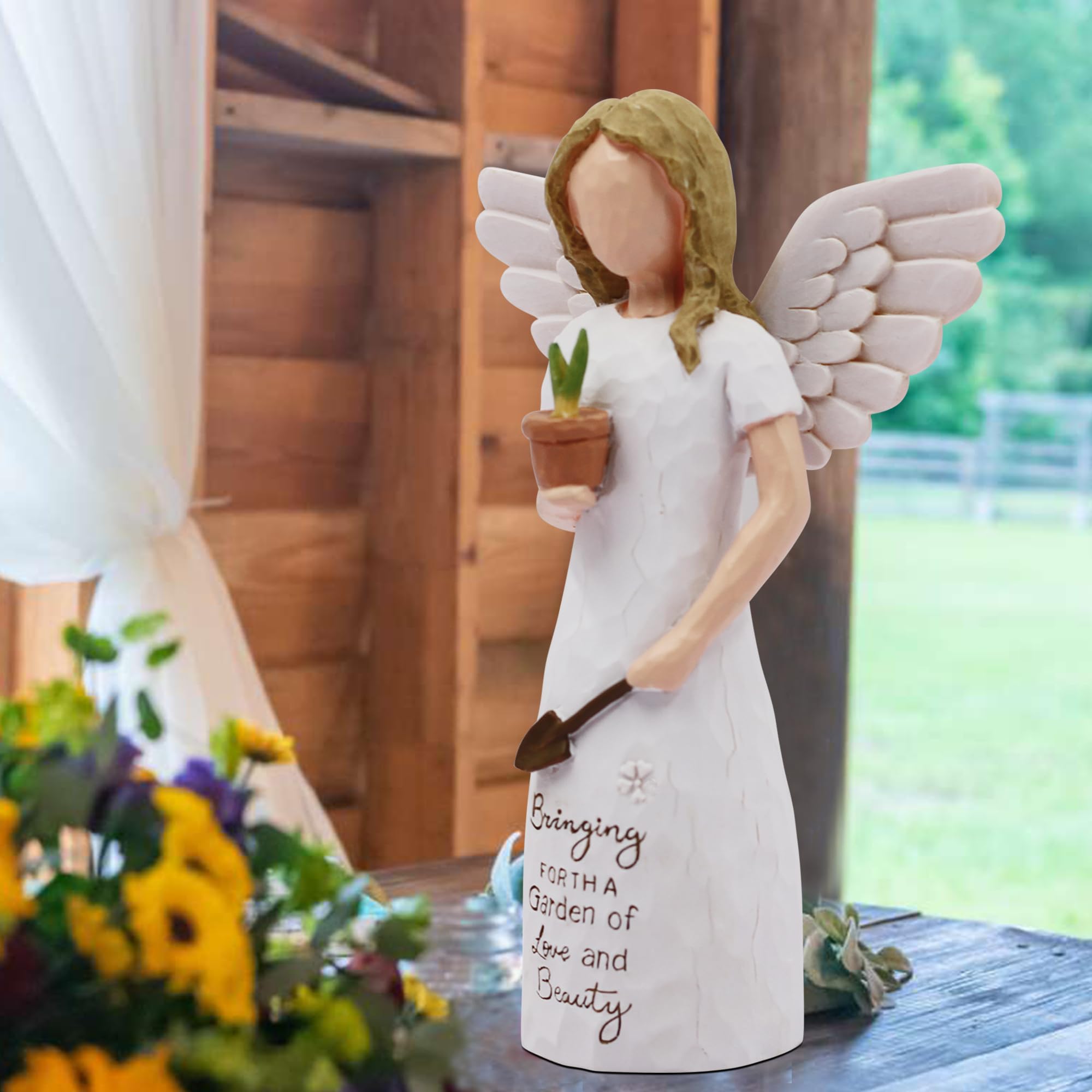Gartengeschenke für Frauen, Geschenk für Gärtnerinnen Frau, Gartengeschenke Frauen, einzigartiges Gartengeschenk, Gartenengel, geformte handbemalte Engelfigur