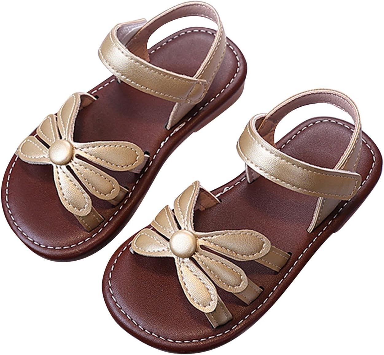 Toddler Girls Sandals 2026 3D Flower Butterfly Open Toe Ankle Strap Hook and Loop Non Slip Summer Party Footwear