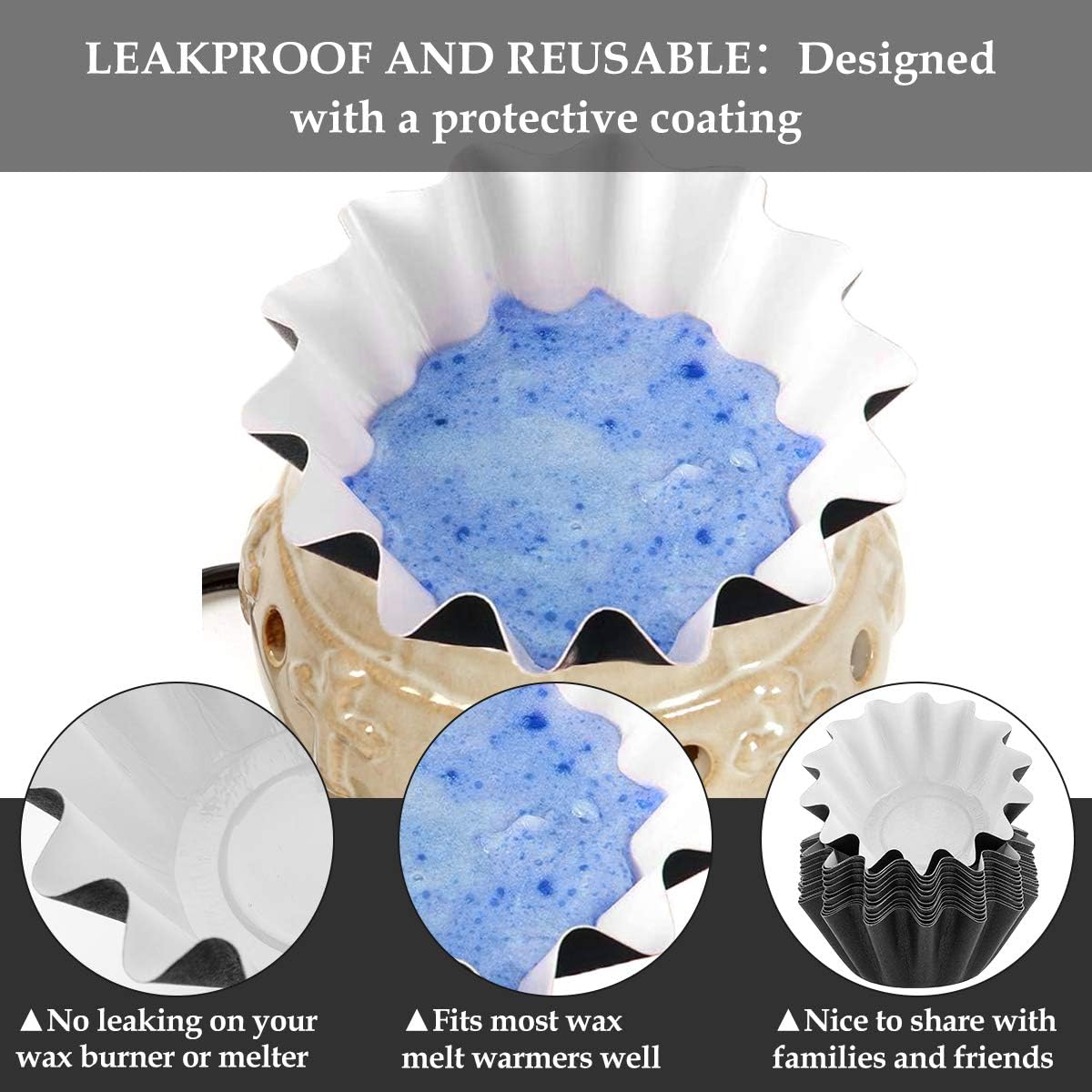 Litthing Wax Melt Warmer Liners, Reusable Leakproof Wax Liners Leakproof Wax Tray for Scented Wax Electric Wax Warmers, Plug in Warmers, Candle Warmer