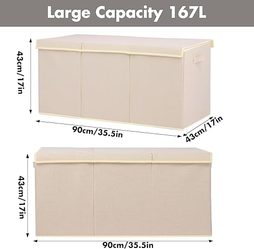 Miniatura 18 de popoly Caja de juguetes grande con tapa abatible, contenedor plegable para niños, niñas, guardería, sala de juegos, 25 x 13 x 16 pulgadas (rosa