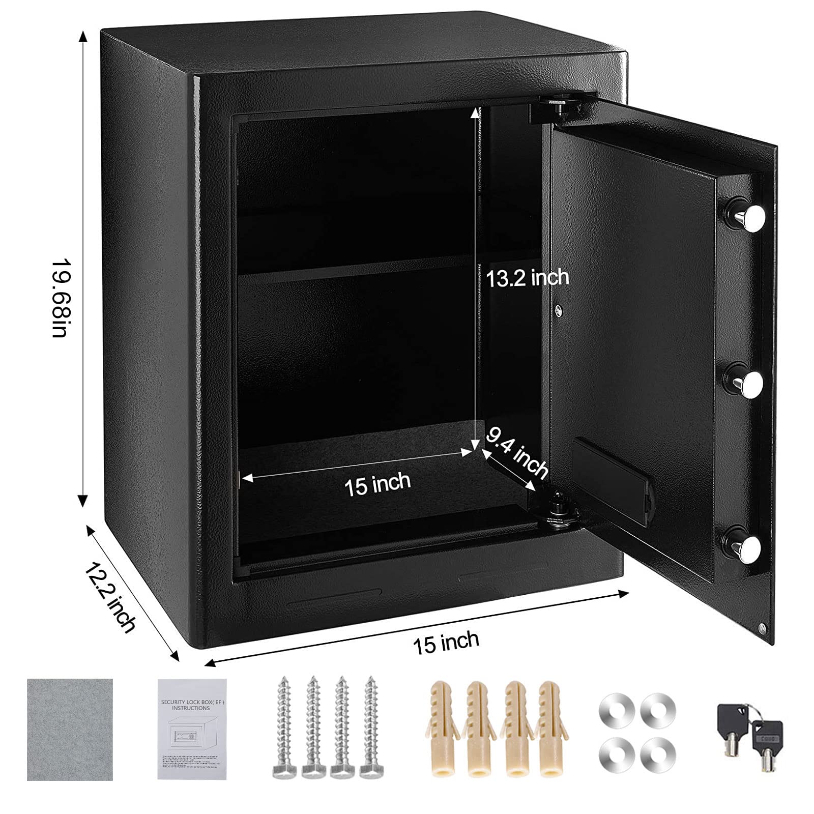 DIOSMIO Fireproof Safe Box with Fireproof Document Bag, 2.08Cub Digital
