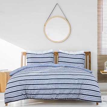 Sleepdown Duvet Cover Set, Navy White, Double