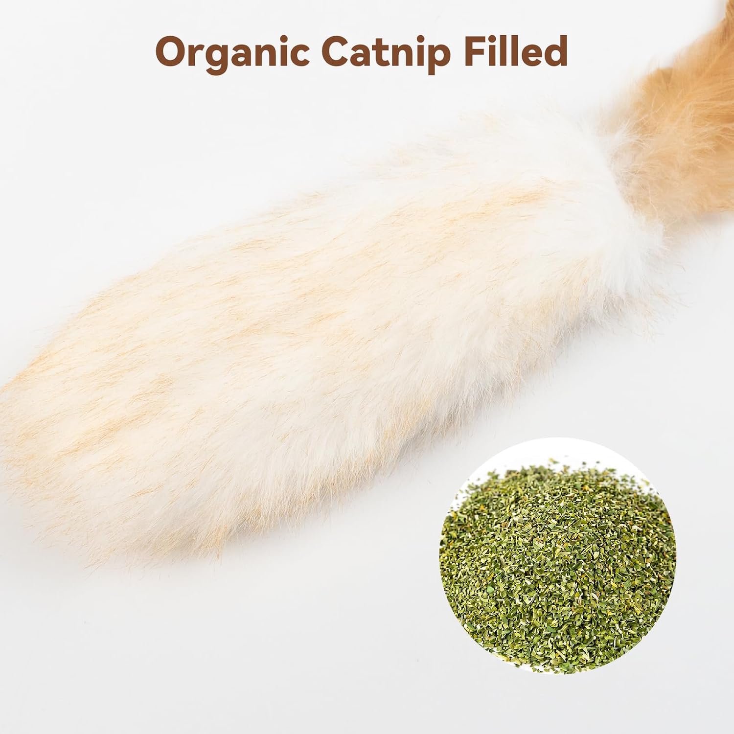 Migipaws 2-Pack Plush Cat Toys with Natural Feather & Catnip, Soft Fluffy Tail & Interactive Hanging Ring for Wand Attachment, Durable Bite-Resistant Kitten Teaser for Indoor Play image 4