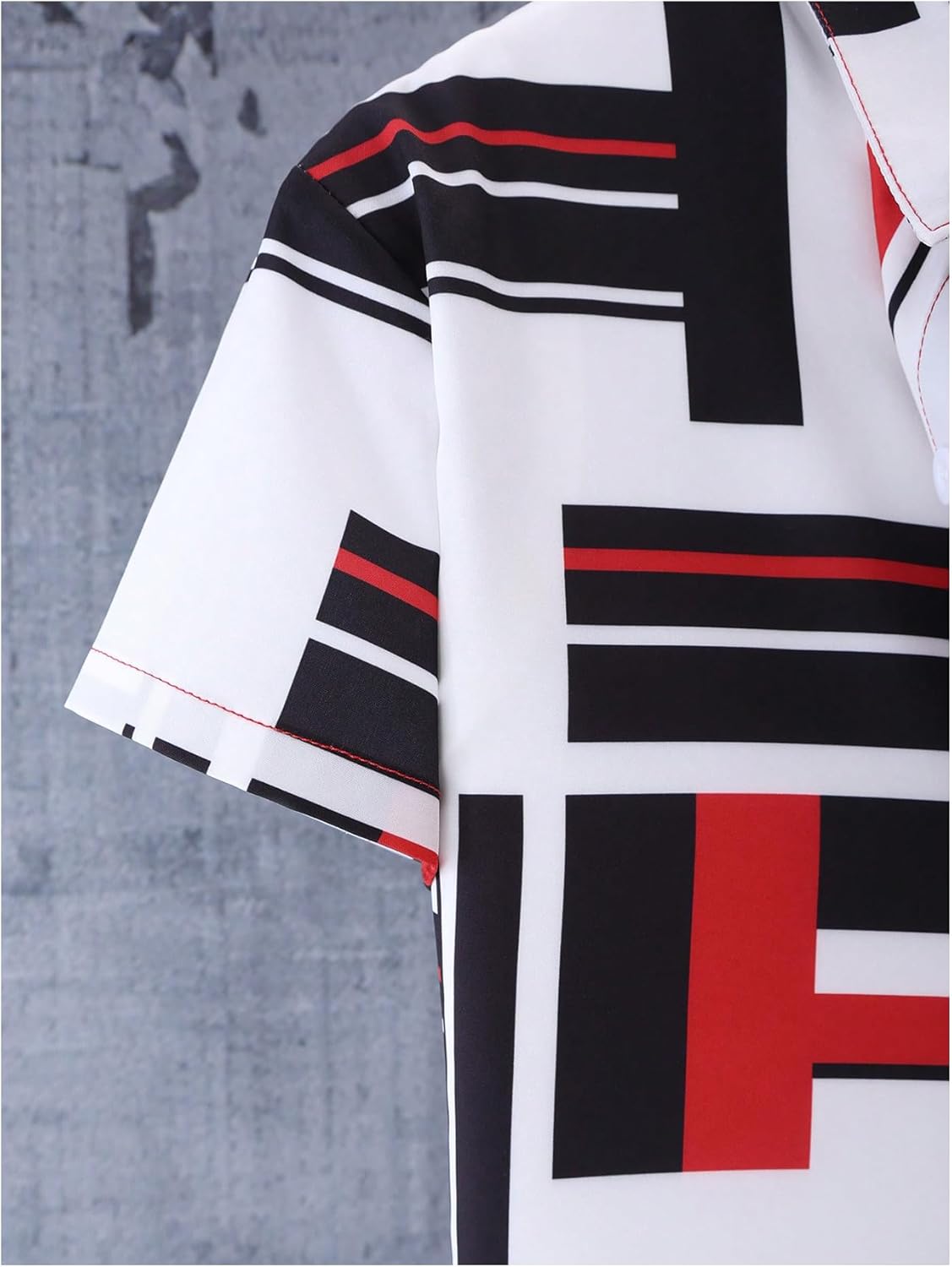 Boy's 2 Piece Outfits Paisley Geo Graphic Print Short Sleeve Button Down Shirt and Shorts Set - Image 4