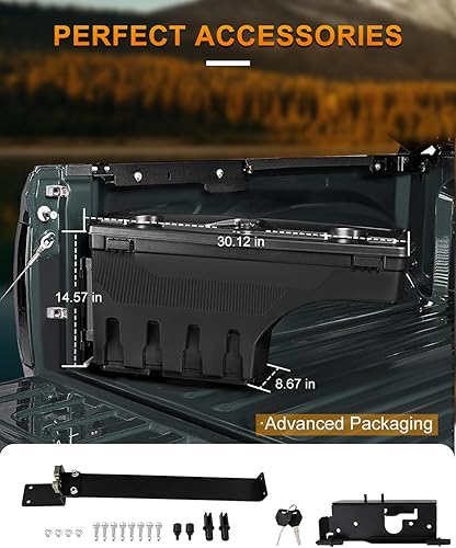 Miniatura 5 de ROADFAR Caja de almacenamiento de repuesto para caja de camioneta del lado derecho del pasajero para Dodge Ram 1500 2500 3500 2002-2010, para Ram