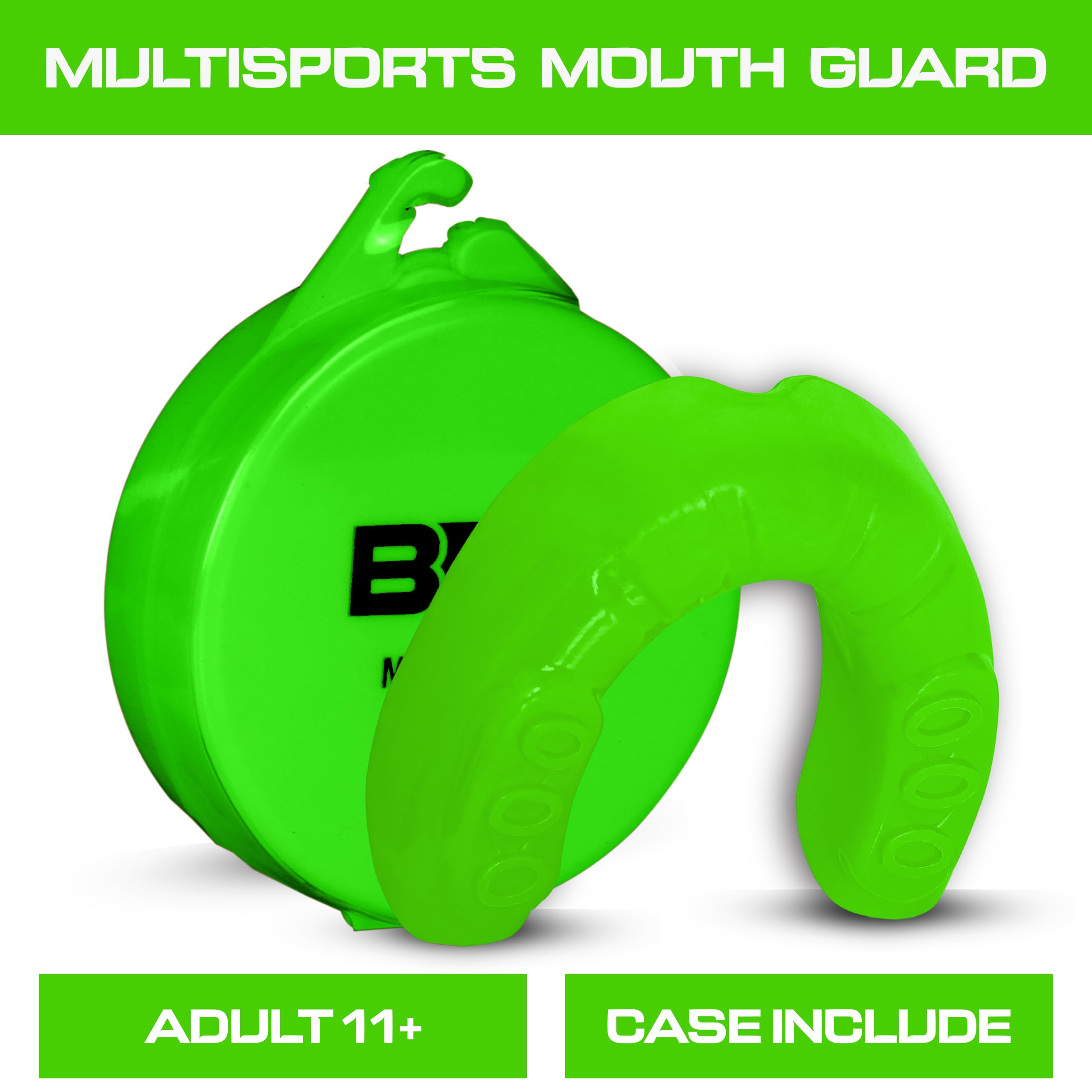Paradenti sportivo per adulti, ideale per denti, MMA, con custodia, per boxe, karate, rugby, calcio (verde influenza)