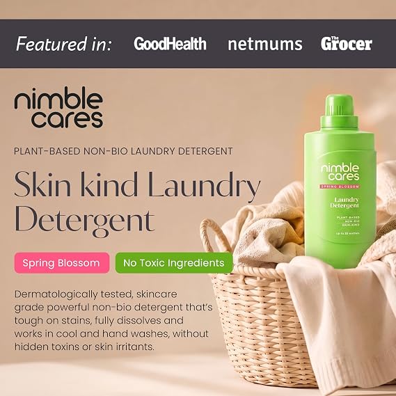 nimble cares Spring Blossom Laundry Detergent, Vegan, 800ml - nimble cares