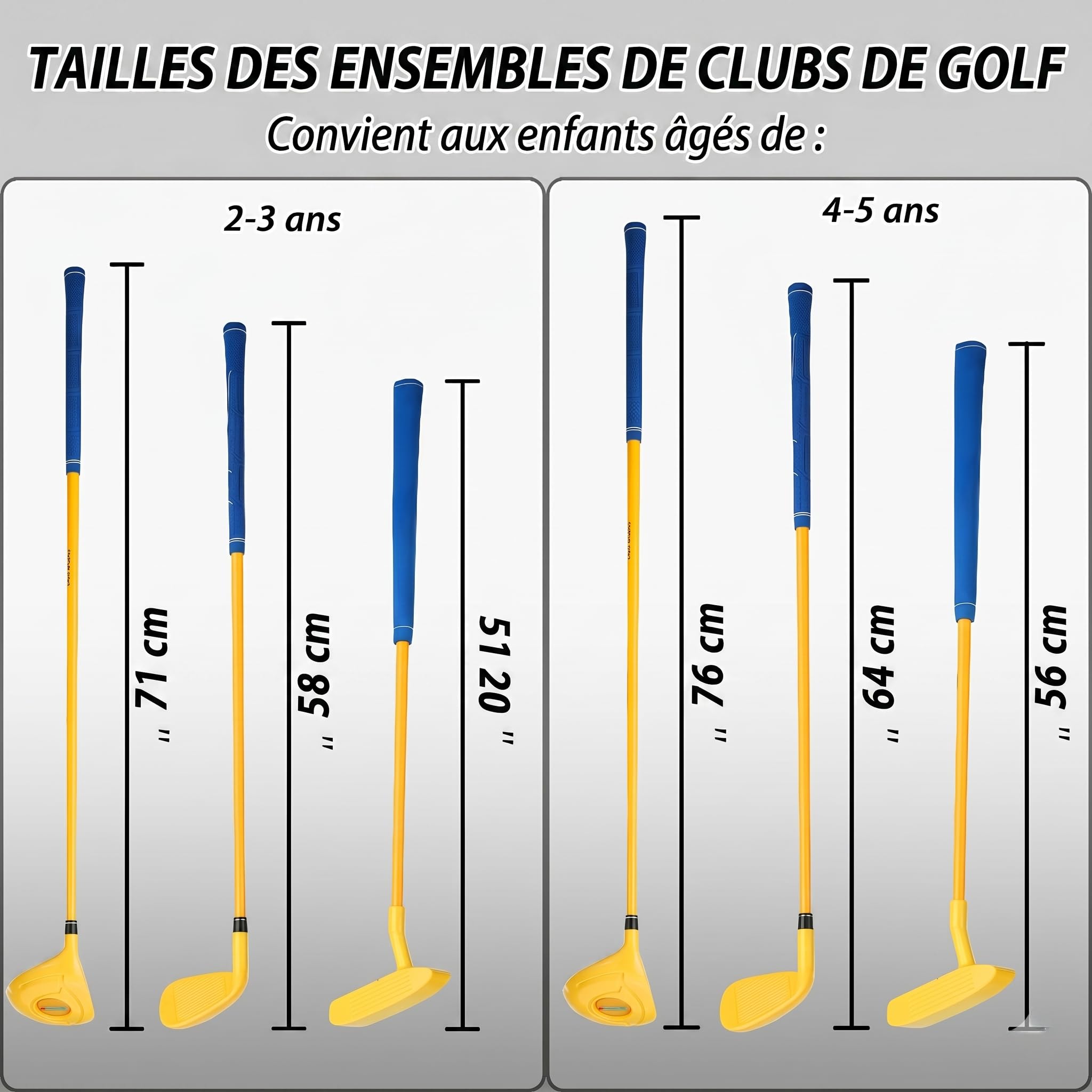 PGM Ensemble de Clubs de Golf pour Enfants – Peut Frapper de Vraies Balles – Comprend Bois, Fer, Putter, 3 Balles et Sac – Idéal pour Débutants Garçons et Filles