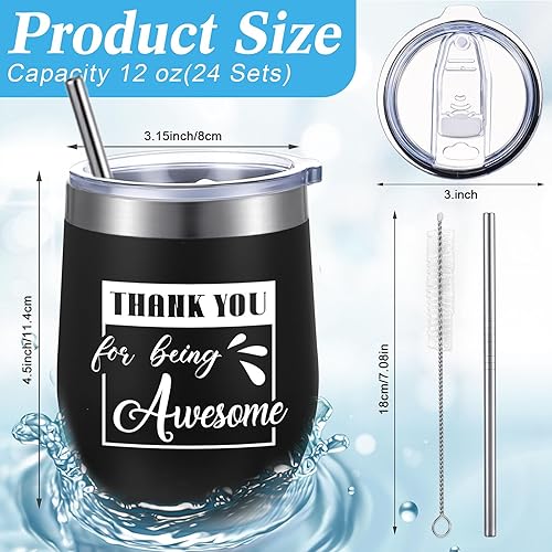 Miniatura 2 de Sieral Vaso de vino con texto en inglés "Thank You for Being Awesome Thank You for Being Awes", regalos de agradecimiento para empleados, mujeres,