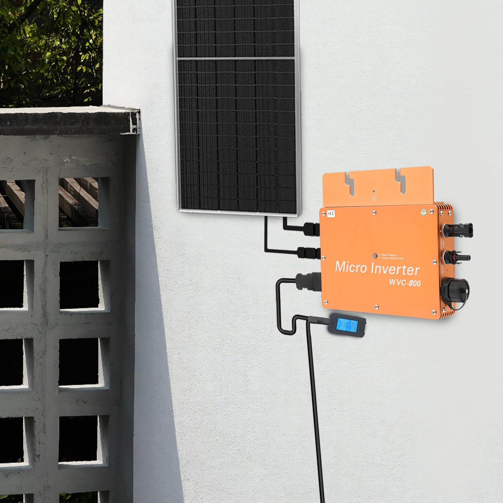 Microinverter 800 W per centrali elettriche da balcone, schermo LCD, inverter solare 22-50 VDC, uscita 230 V AC per uso domestico e commerciale, alloggiamento in alluminio