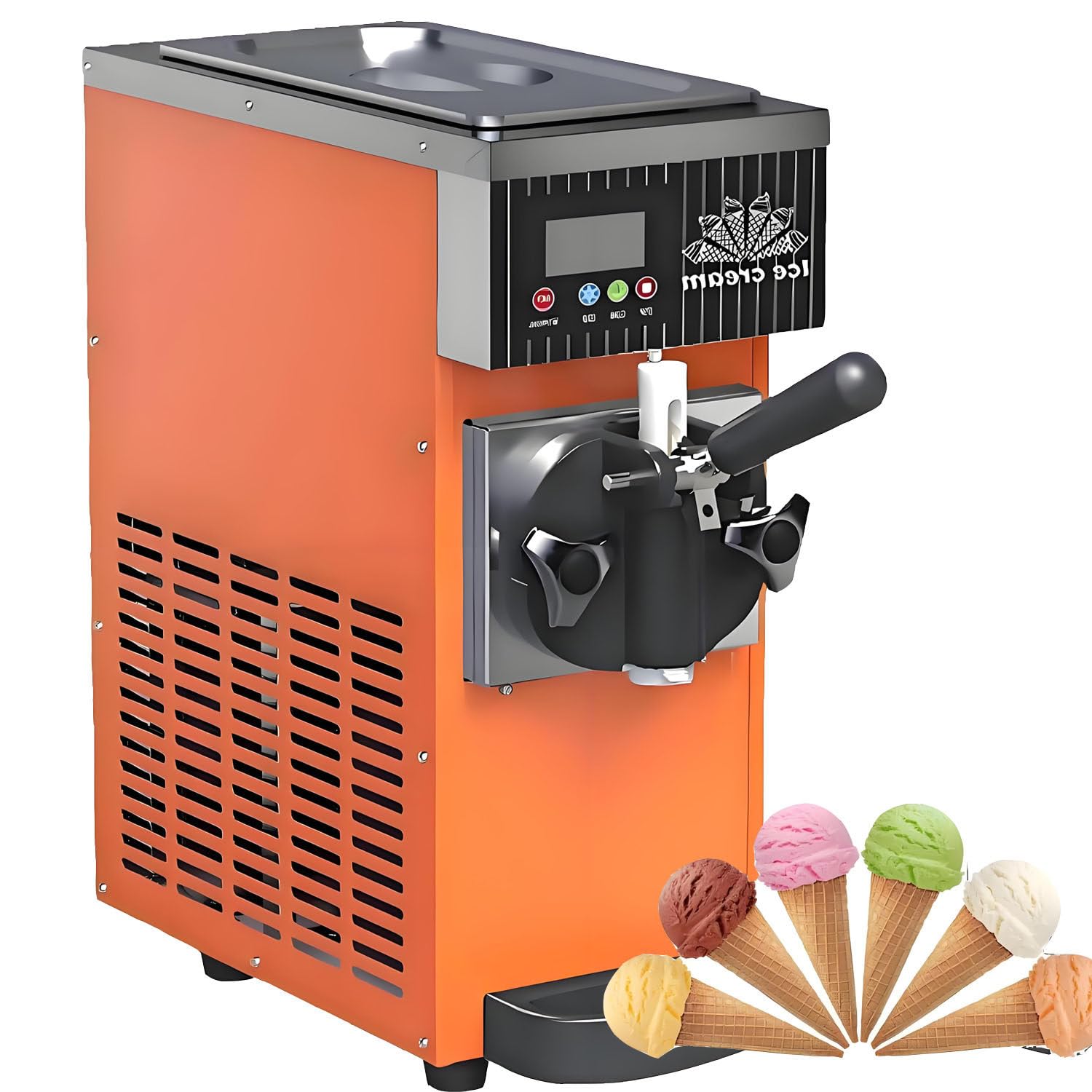 Máquina de Helados de Servicio Suave, encimera 3.5L, 4-5 L/H, Sistema de refrigeración por Aire con Panel led, Ideal para restaurantes y Tiendas