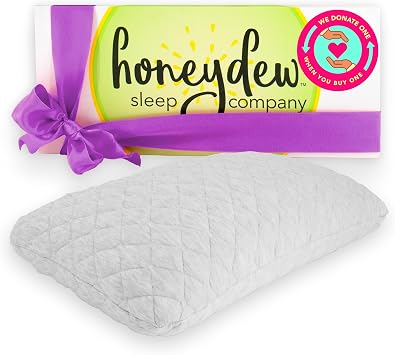 وسادة Honeydew The Classic Essence وسادة تبريد فاخرة قابلة للتعديل لمن ينامون على ظهورهم وجوانبهم - تصميم مريح داعم لمحاذاة الرقبة والعمود الفقري المثالية مصنوعة يدويًا في الولايات المتحدة الأمريكية
