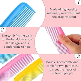 Leinuosen 12 Pieces Hair Combs Set Pocket Plastic Fine Tooth Dressing Comb for Women and Men, Peines Para Cabello(Pink, Yellow, Blue)