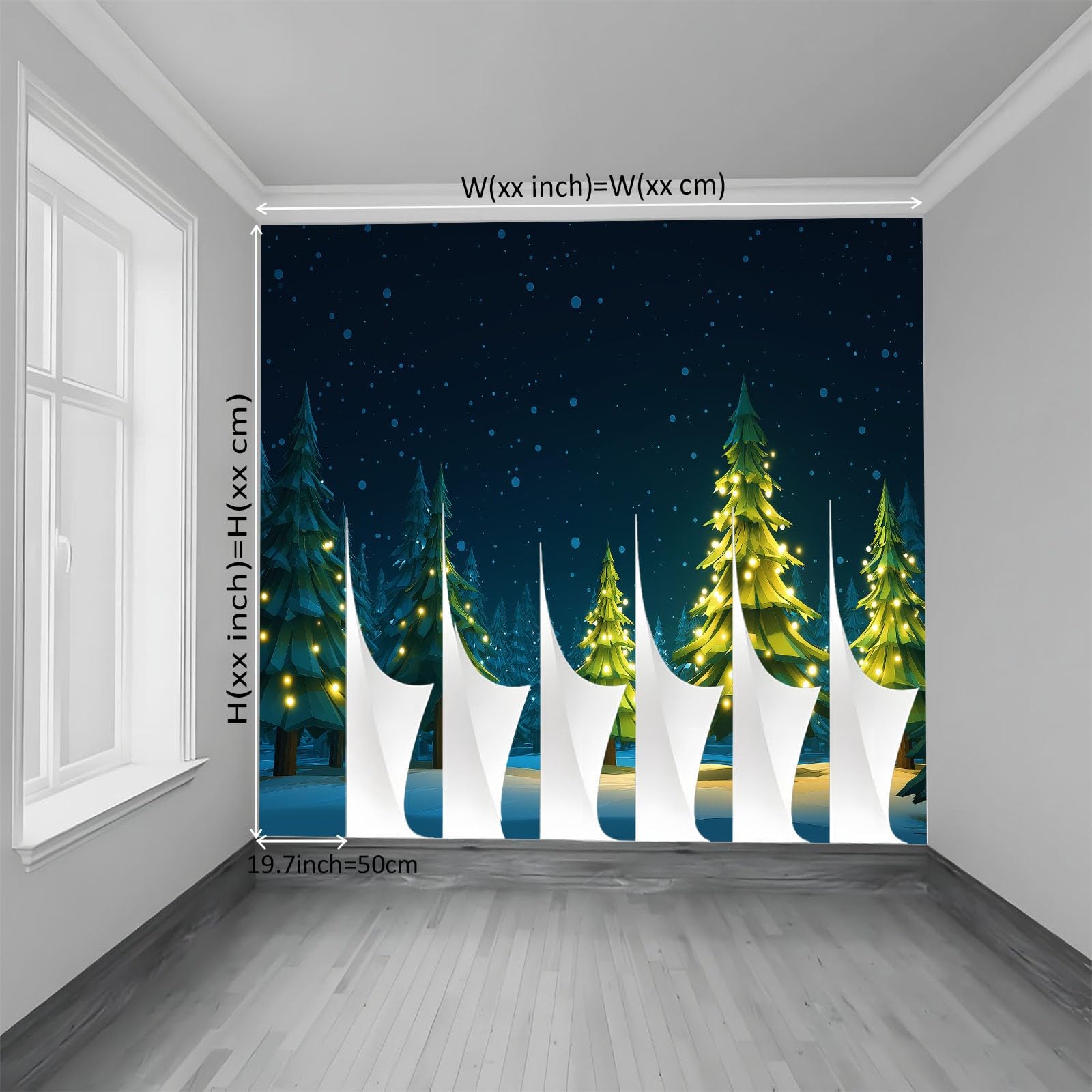 Panoramiczna tapeta krajobraz śnieżny las brzozowy zielony las, nowoczesne zdjęcie ścienne 250 x 175 cm - tapeta dekoracja domu z kreskówek do salonu pokoju dziecięcego biura