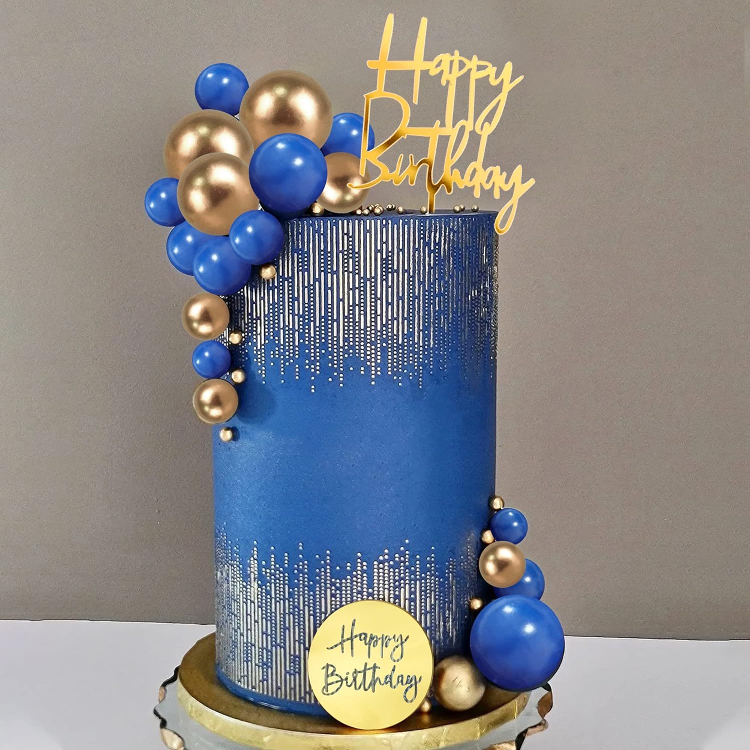Graduation Cap Cake Topper Set With Flowers & Gold Balls – Blue, For Graduation, Wedding, Birthday Party Decor - View #10