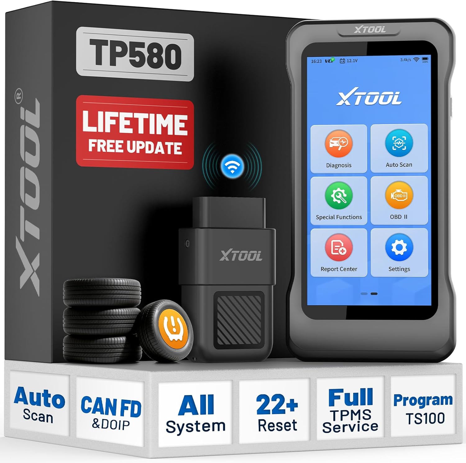 XTOOL TP580 TPMS Programming Scanner: 2026 Up of TP150 D6S, OBD2 Diagnostic Scan Tool w/ 22+ Resets TPMS Relearn/Reset/Activate, Program XTOOL TS100 Only, CAN-FD&DOIP, All System, Free Updates