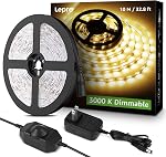 Lepro LED Lumières à bande, 32.8ft 24V Lumières à bande variable et flexible, 3000K Blanc chaud, 600 Unités 2835SMD Lampe à ruban pour la maison, Cuisine, Chambre, Voiture et plus, Non imperméable, Adaptateur électrique inclus