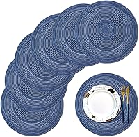 Vista 46 de PIGCHCY Juego de 6 manteles individuales en forma de cuña con centro de mesa, redondos, lavables, resistentes al calor (gris plateado)