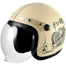RIDEZ Jet Helmet with Shield, Eyeglass Compatible, Motorcycle Helmet, Jet Style with Shield, Stylish, Original Equipment Manufacturer OEM SG, Full Displacement Compatible JB-FLYWHEEL-IVORY