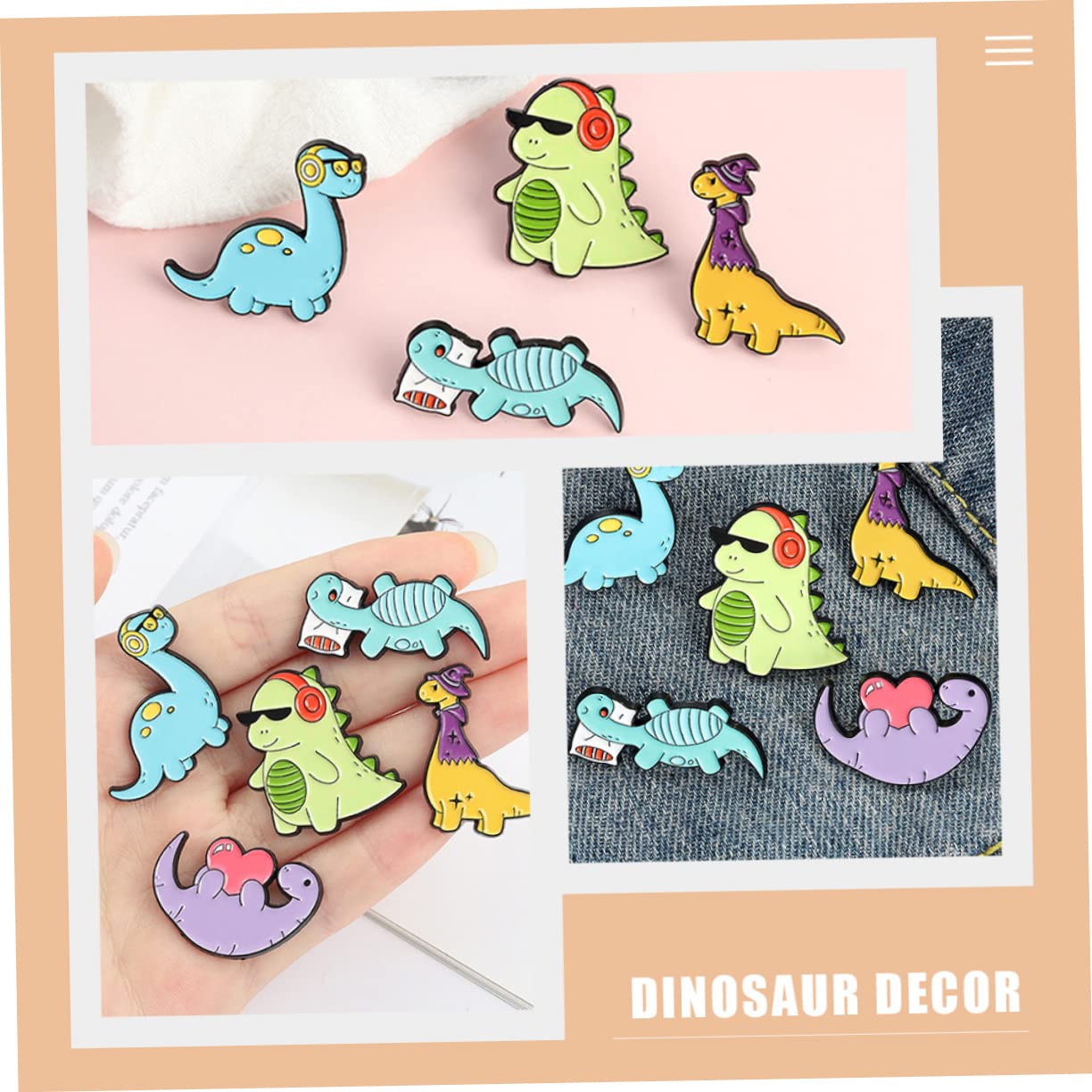 Kleine Dinosaurier-brosche Dinosaurier-spiele Lustiger Emaille-pin Schwimmbad Dinosaurier-partydekorationen Karikatur Niedliche Knopfnadeln Spinne Drachen Legierung 5st