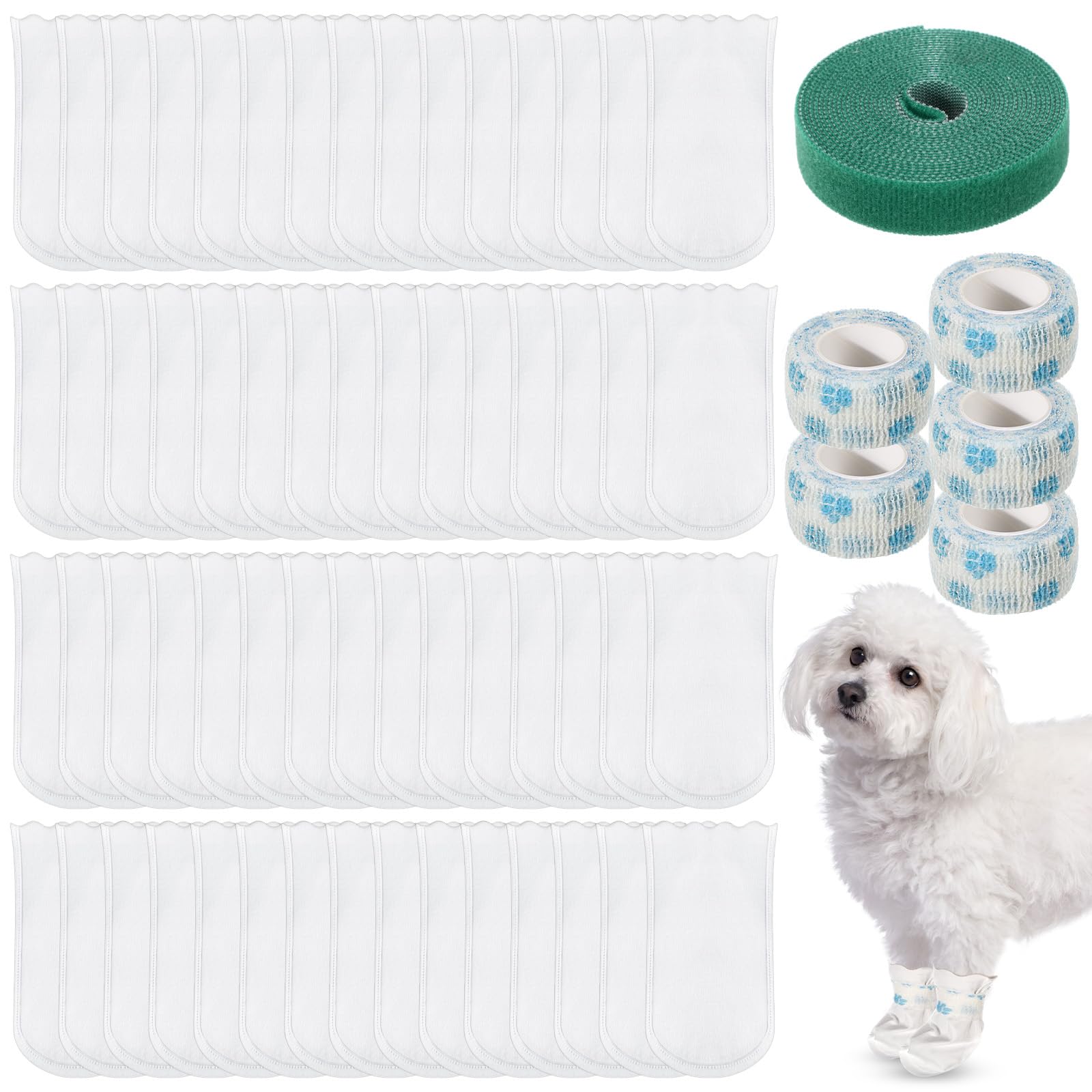 Photo 1 of Sunnymove 100 Pcs Disposable Dog Paw Protector Adjustable Pet Boots Dog Feet Covers for Paw Protection with Self Adhesive Bandage for Small Medium Large Dogs Indoor Outdoor Walking Foot Muffs
