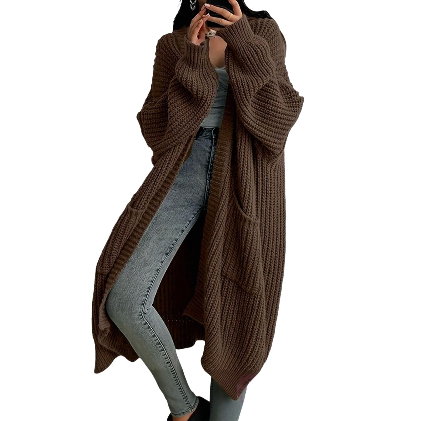 Womens Long Cardigan Sweaters Open Front Oversized Duster Cable Knit Maxi Cardigans Warm Fall Winter Coat Outerwear