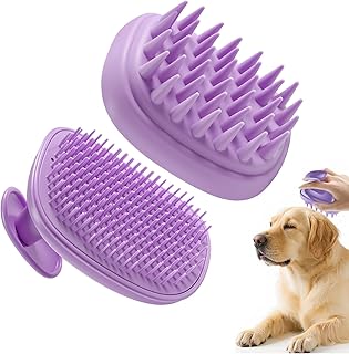 2-in-1 Dog Bath Brush for Grooming & Massage - Pet Silicone Brush for Long & Short Haired Dogs and Cats, Dog Scrubber for ...