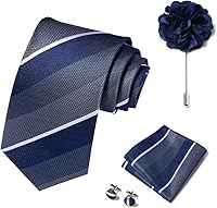 Joyalice Men's Mixed Color Tie Set: Necktie, Handkerchief, Cufflinks & Brooch - 3.15" Formal Wedding Business Accessory