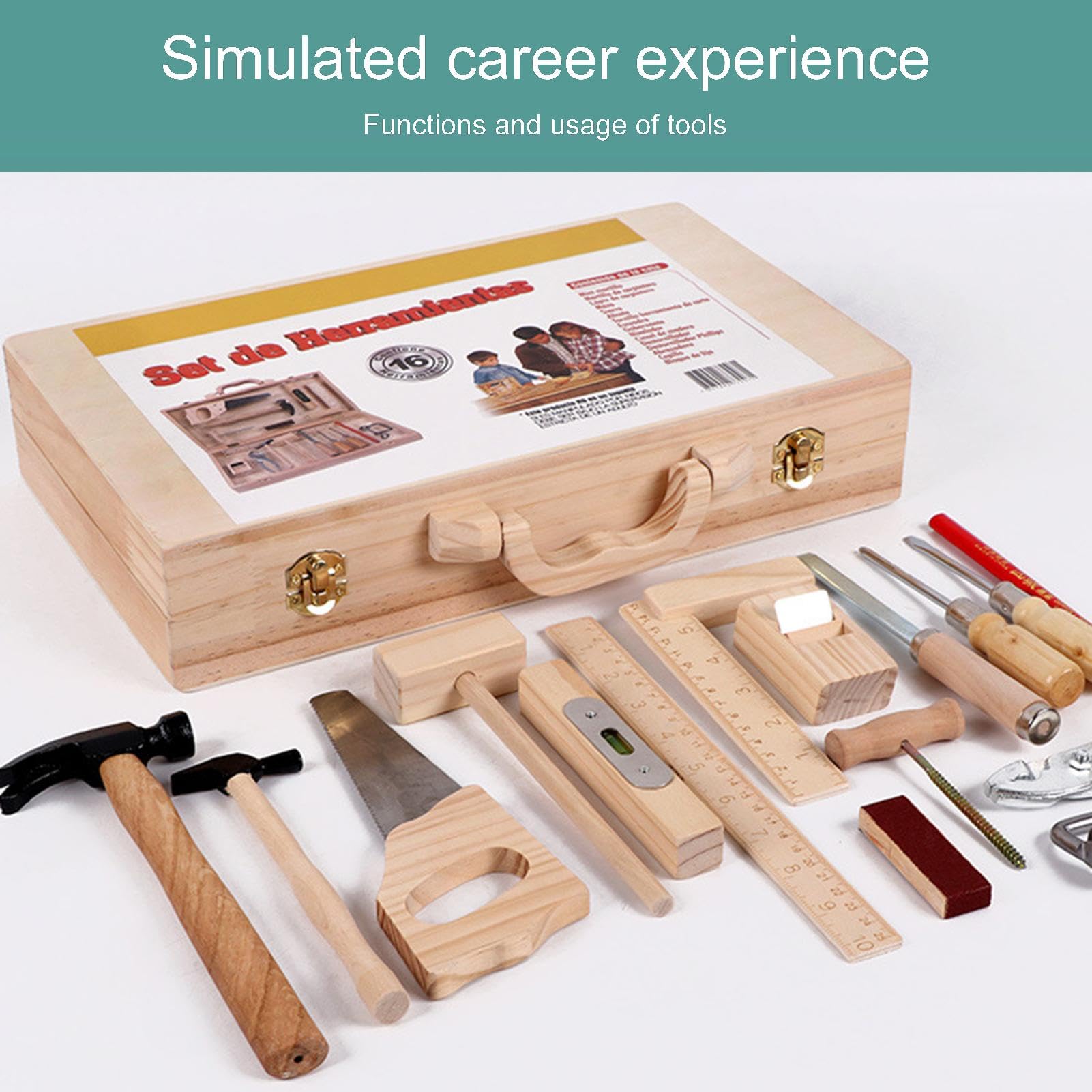 Juego de Herramientas de Madera para niños,Juego de Herramientas para niños