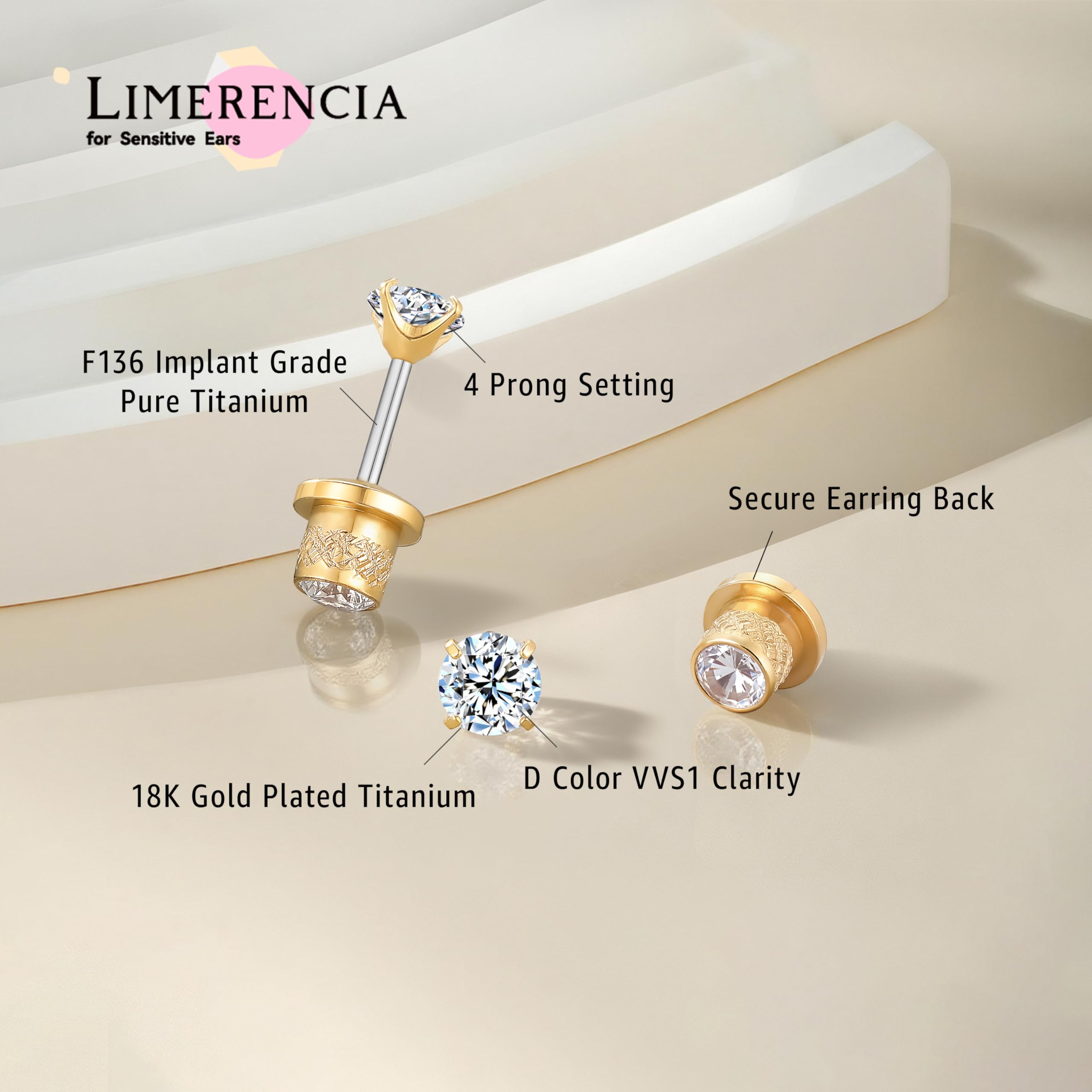 Limerencia Moissanite Ohrringe Damen, Titan Hypoallergen Schmuck Geschenk für Frauen, VVS1 Reinheit D Farbe