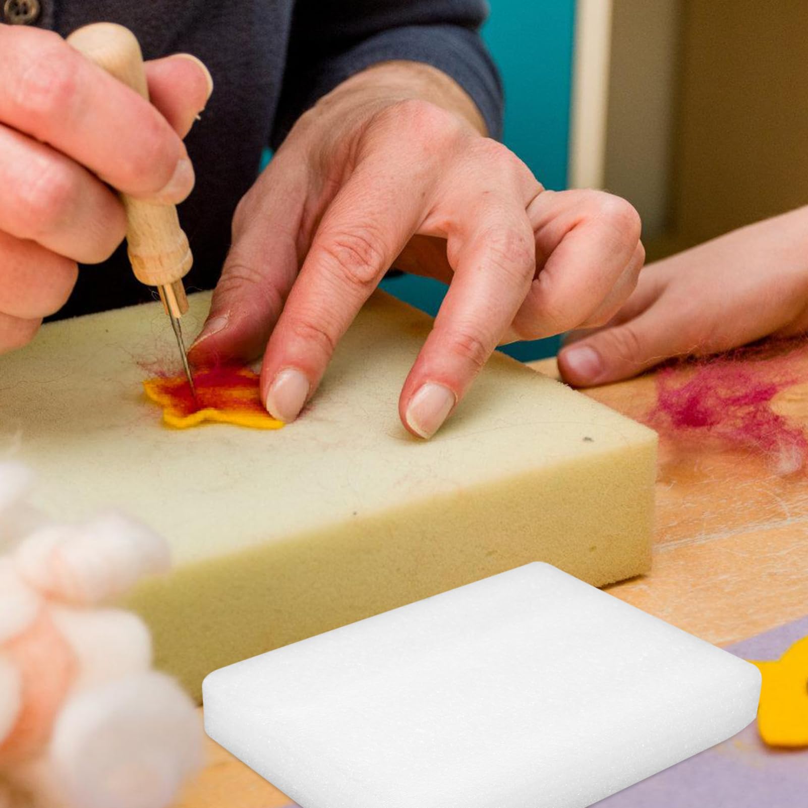 HOMSFOU Needle Felting Foams Pad Felting Pin Cushion Square Mat Wool Felt DIY Mat Craft Work