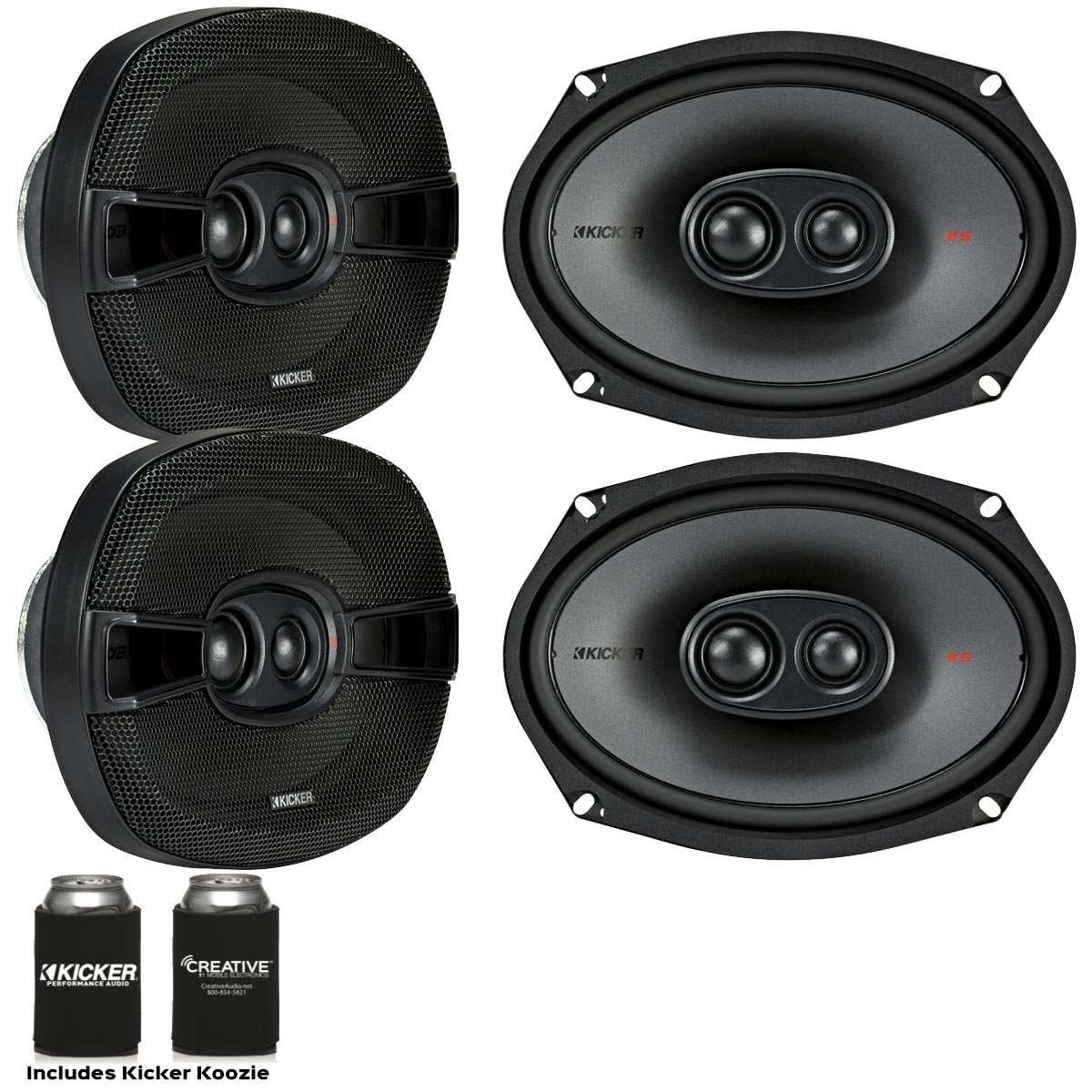 Kicker Speaker Bundle - Two Pairs of Kicker 6x9 Inch 3-Way KS-Series Speakers 44KSC69304