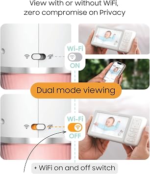 CHILLAX DM568 Video Baby Monitor 2K QHD Baby Monitor with Camera and Audio w/Remote PanTiltZoom, 5 720p Color Screen, Auto Dimming LED, Night Light & Sleep Trainer, WiFi/NonWiFi Viewing