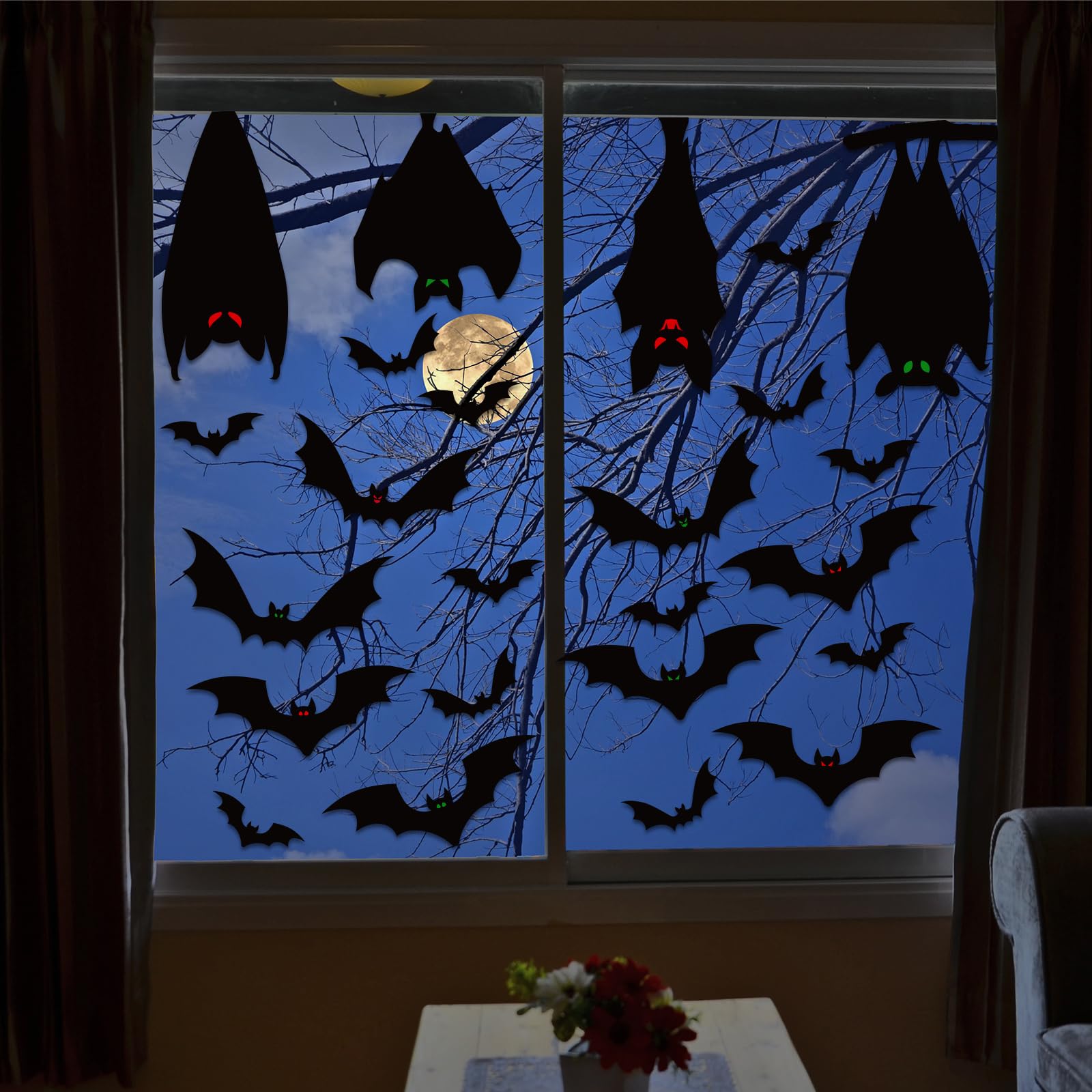 80-teiliges Set Halloween-Fledermaus-Aufkleber – 3D Wanddekoration Für Fenster, Wände & Party – In 4 Verschiedenen Größen