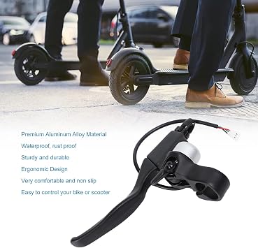 Brake Handle for Scooter, Aluminum Alloy Scooter Brake Handle Replacement, Non Slip E Scooter Lever with Bell, Black Brake Lever Replacement with Ergonomic Design, 1Pcs
