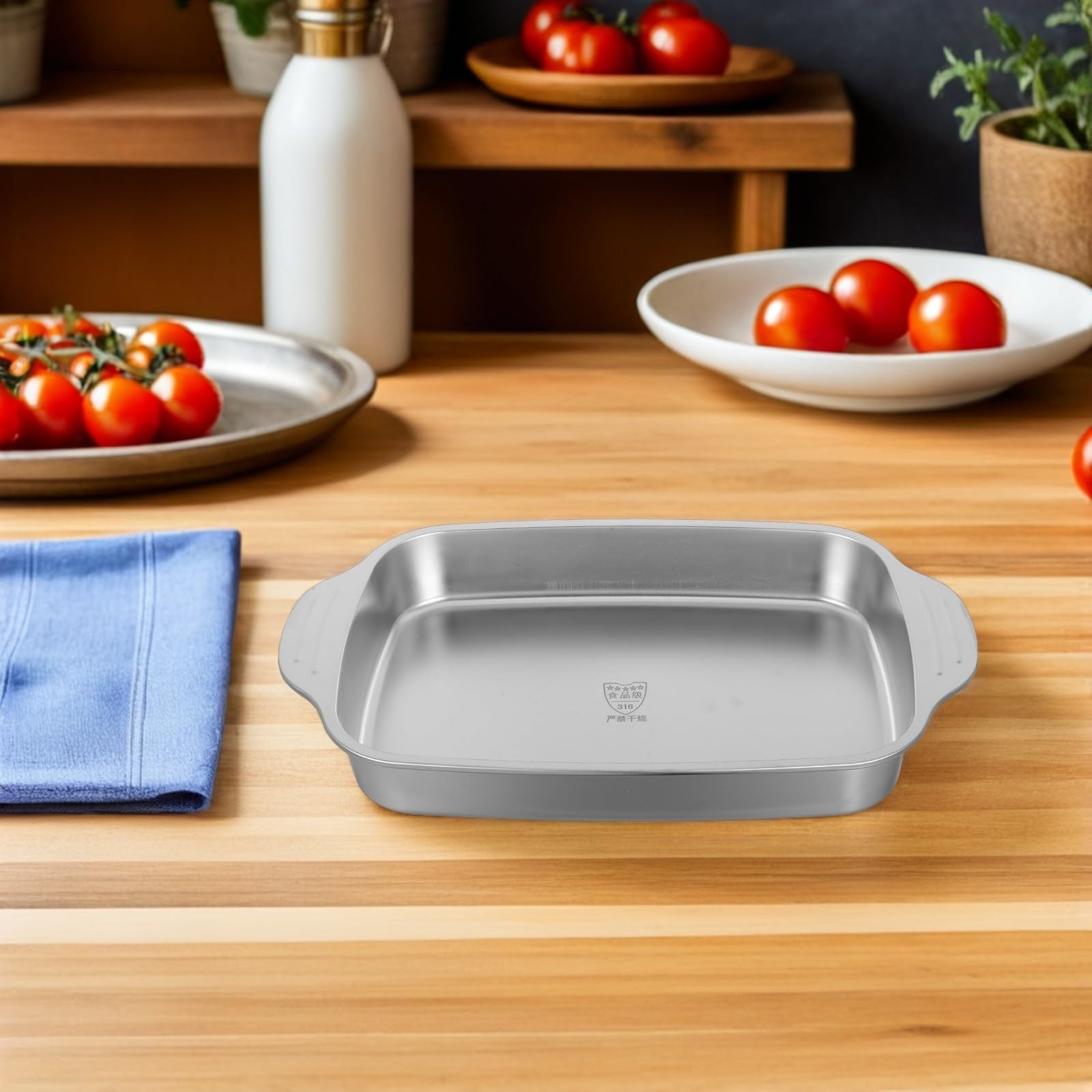 Edelstahl Backblech, rechteckige Fisch Servierplatte für Fisch und Gemüse, antihaft, silber, zum Grillen und Servieren