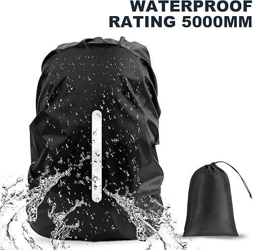 Miniatura 4 de LAMA Paquete de 2 fundas impermeables para mochila, protector reflectante a prueba de lluvia para antipolvo y antirrobo, tamaño M (para mochila de