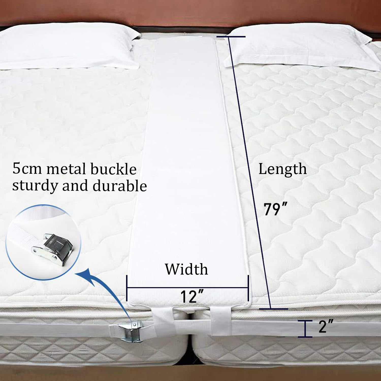 Pont De Lit Avec Sangle Matela 200x30cm,Connecteur De Matelas,Remplisseur d'Espace,Comprend Une Attache Métallique De 5 Cm Et Un Sac De Rangement,Convient Aux Familles Et Aux Couples Pont Matelas