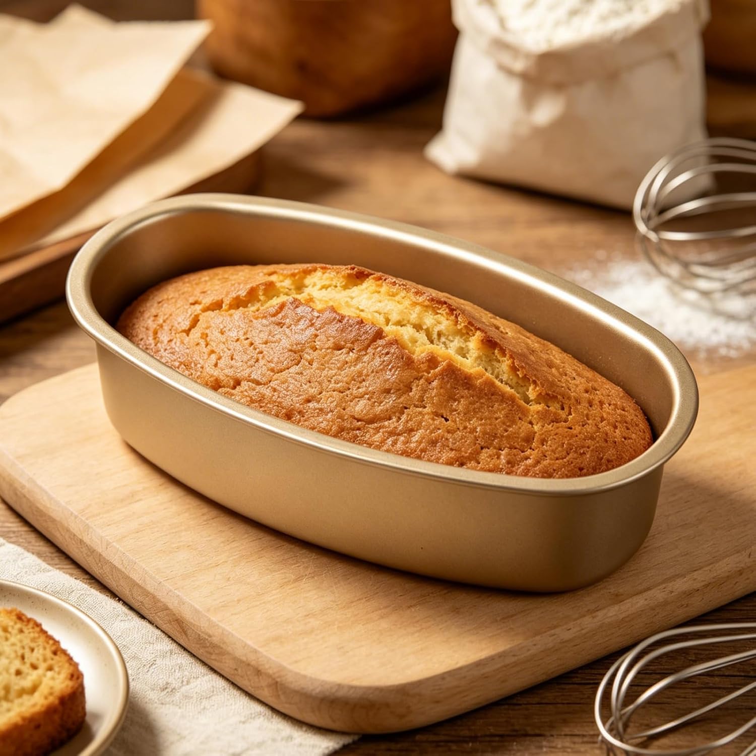 6 PCS Gold Oval Cheesecake Pan 9 Inch Carbon Steel Bread Loaf Bakeware Oval Cake Pan 9 x 4 Loaf Pans for Baking Bread Non-Stick Carbon Steel Baking Molds for Cheesecake Tiramisu, Fruitcake
