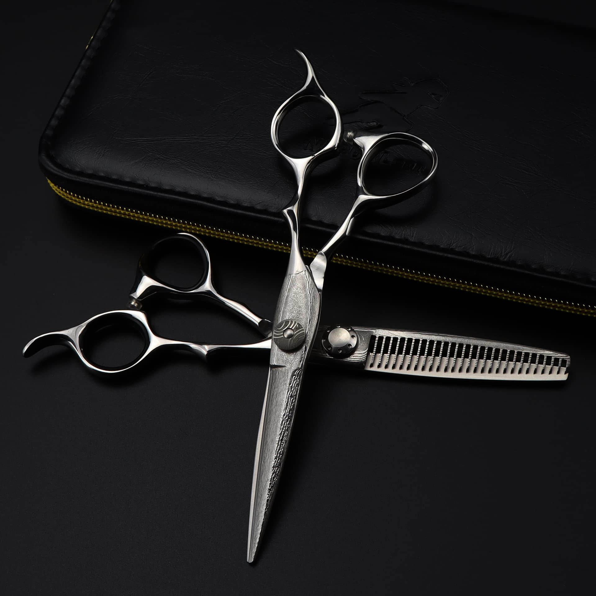 DLAZUM Kit de Tijeras de peluquería de 6,0 Pulgadas, Tijeras Profesionales de peluquería de Acero Inoxidable afiladas, Tijeras de Corte de Cabello para Hombres y Mujeres
