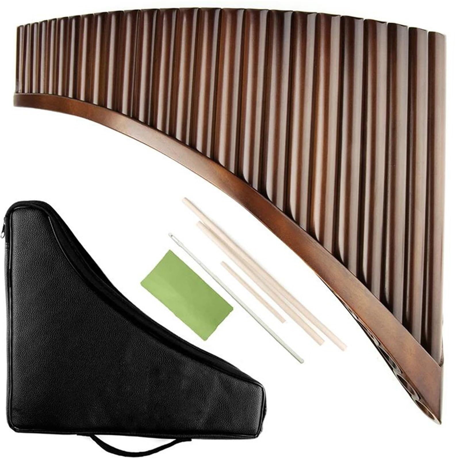 Pan Flute Instrument C Key 25 Pipes Pan Flute Woodwind Instrument Bamboo No Wooden Strips On The Bottom Surface(L)