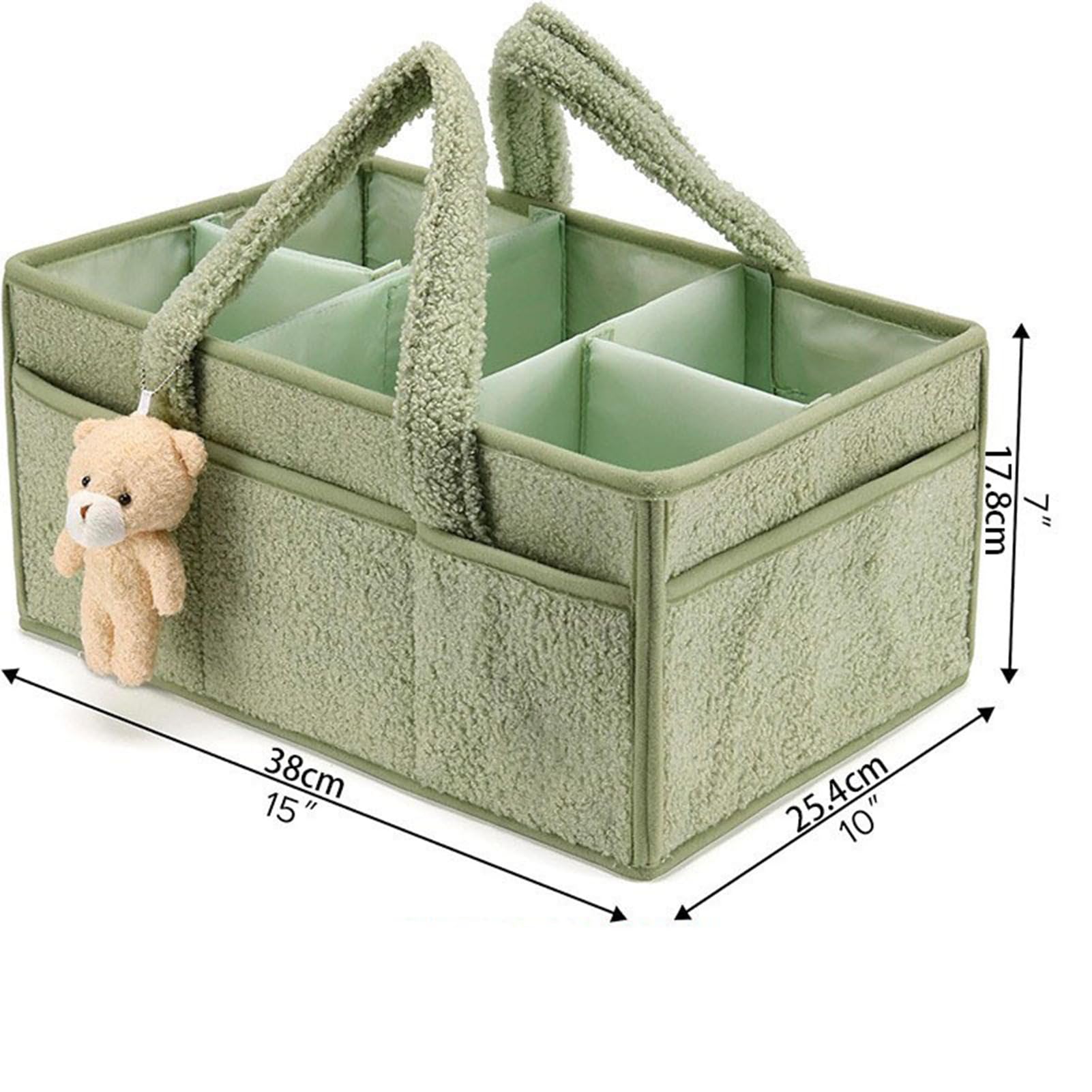 Panier Rangement Bébé, Panier De Rangement Bebe à Langer Portable, Organisateur Table a Langer Bebe En Peluche Avec Compartiments Interchangeables, Pour Lingettes Humides Et Articles Pour Bébé (Vert)