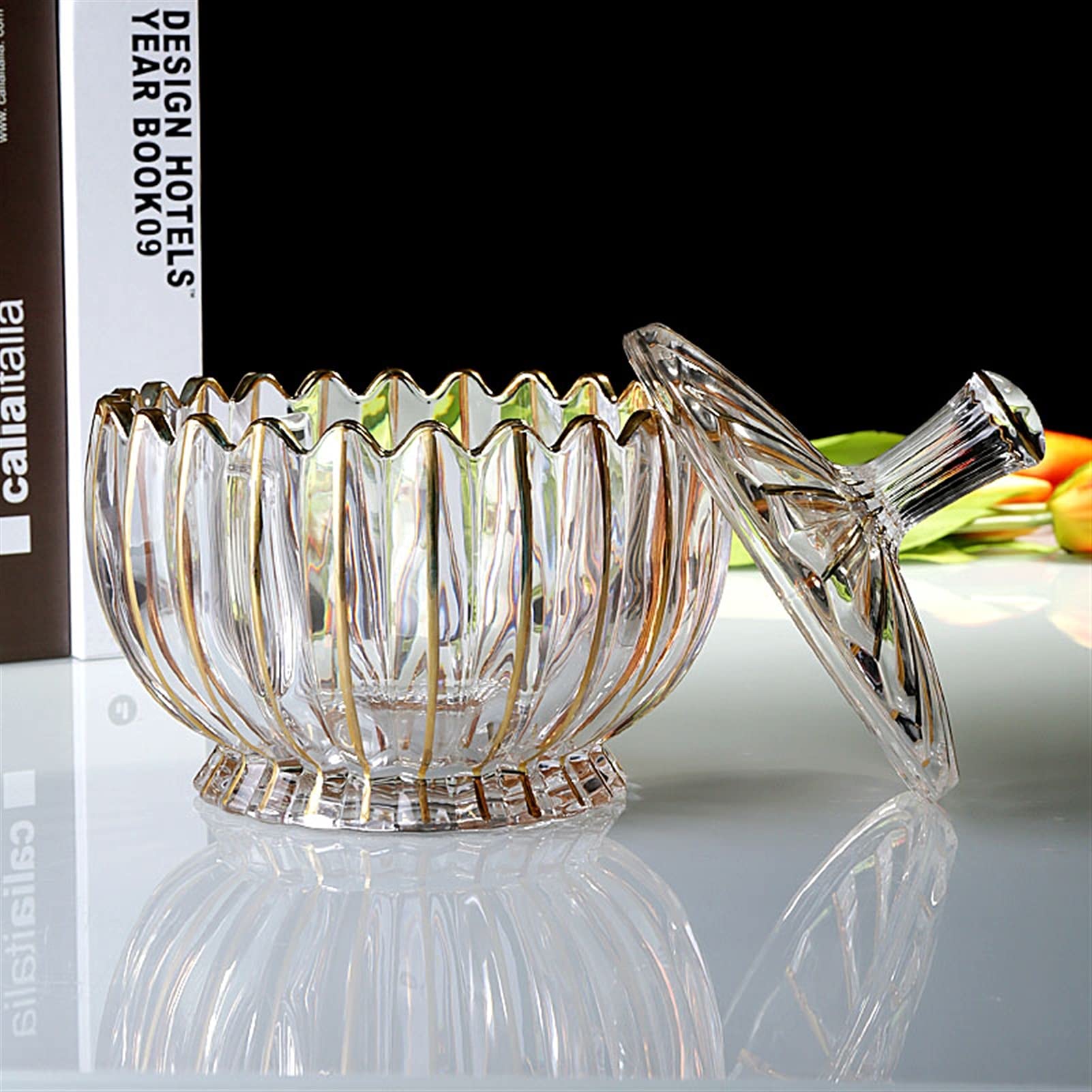 Sucrier avec couvercle sucrier sucrier en cristal transparent avec couvercle, boîte à sucre en verre épaissi, distributeur de sucre pot de bonbons pot d'assaisonnement avec couvercle