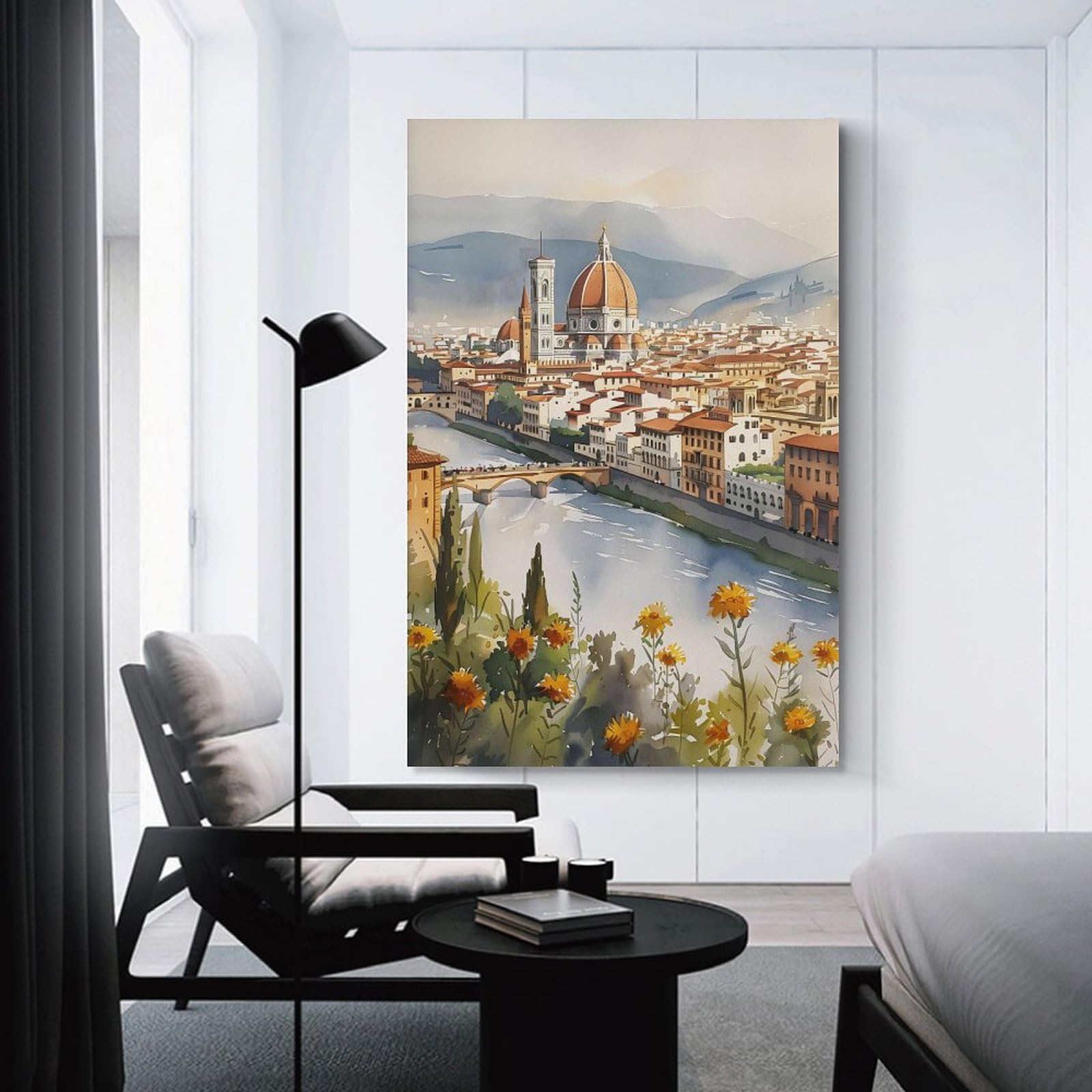 Florenz Aquarellgemälde Italien Reise Wandkunst Florenz Stadt Poster Aquarelldruck Reisegeschenk Heimdekoration ungerahmt 60 x 90 cm