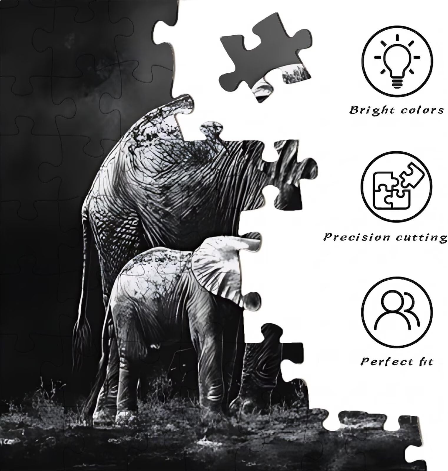 Puzzle 6000 elementów dla dorosłych, afrykański słoń puzzle trudne i kolorowe drewno, duża łamigłówka 179,5 x 105,5 cm, antystresowa gra z plakatem, dekoracja ścienna do domu, prezent dla kobiet w0