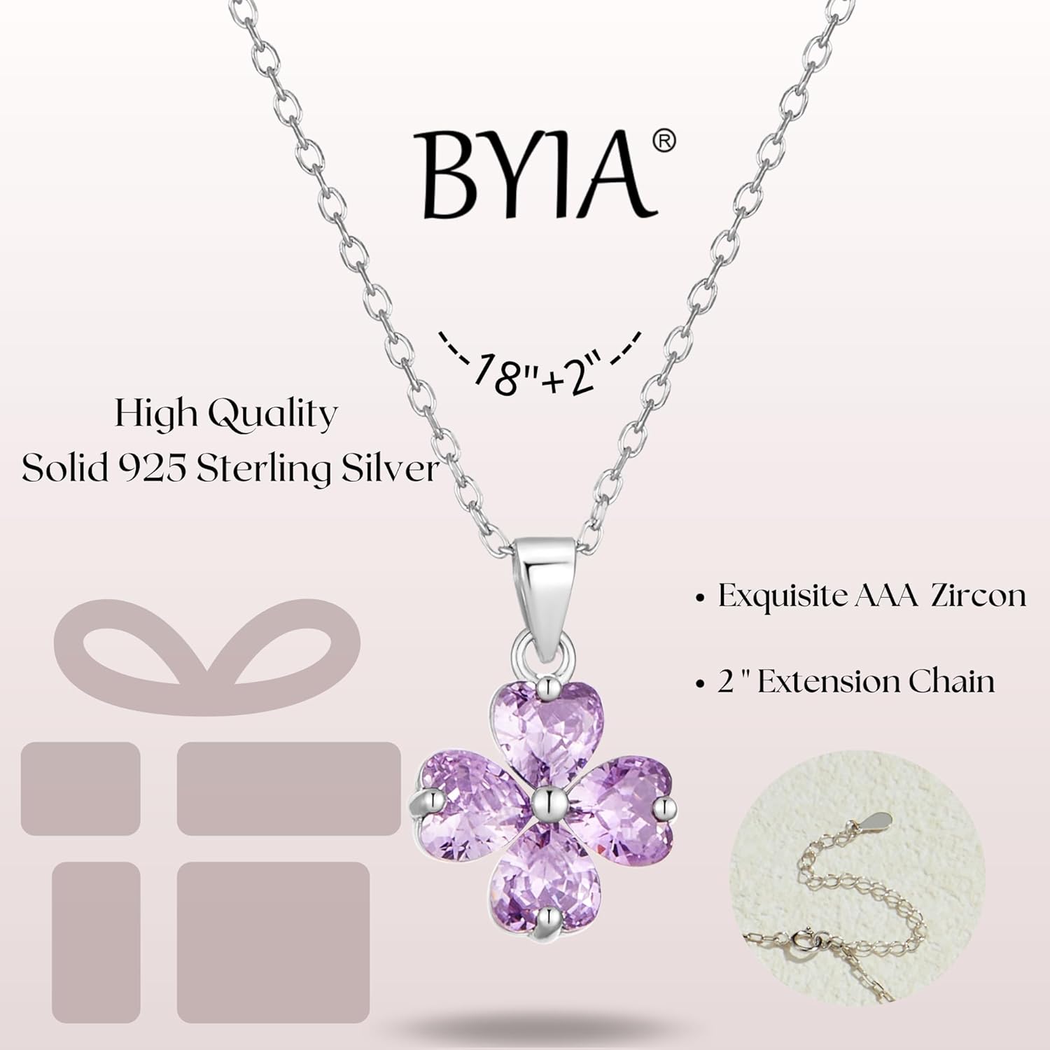 S925 Sterling Silver CZ Necklace for Women Luck Clover Heart Shape Pendant Healing Crystal Diamond Cutting Jewelry Gifts - Image 7