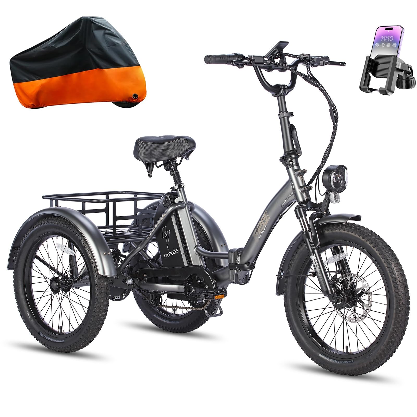 Fafrees Triciclo Elettrico, Bici Elettrica Pieghevole a 3 Ruote, Batteria Rimovibile da 48V 21Ah, Autonomia 70 km, Pneumatici Larghi da 20 * 3,0 POLLICI, F20 Mate Ebike per Adulti