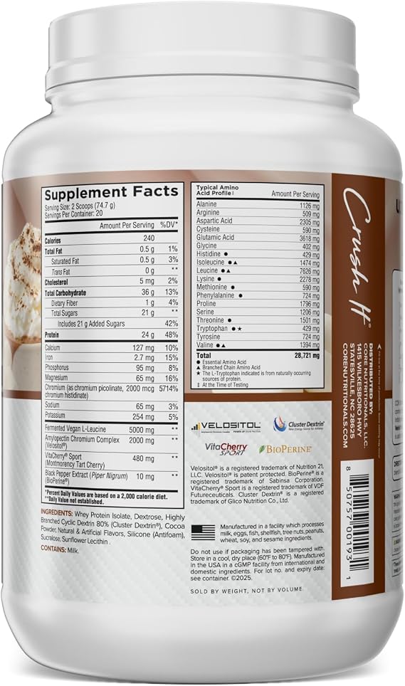 Core Nutritionals Post Workout Recovery, Hot Cocoa, 20 Servings